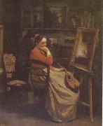Jean Baptiste Camille  Corot The Studio (mk09) Spain oil painting artist